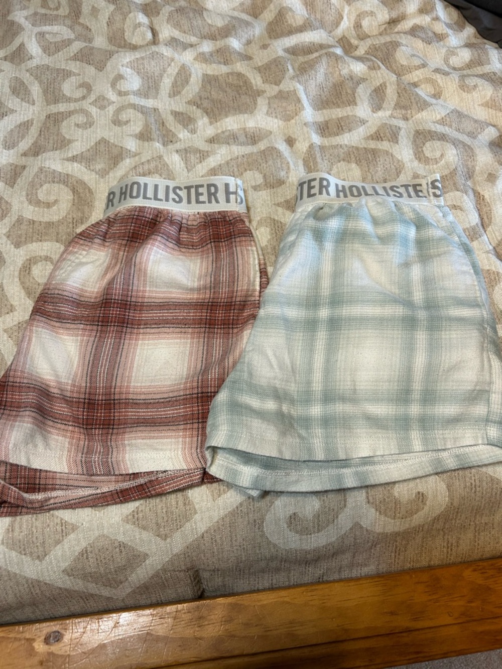 Hollister Plaid Lounge Shorts Set - Rose Pink & Light Aqua